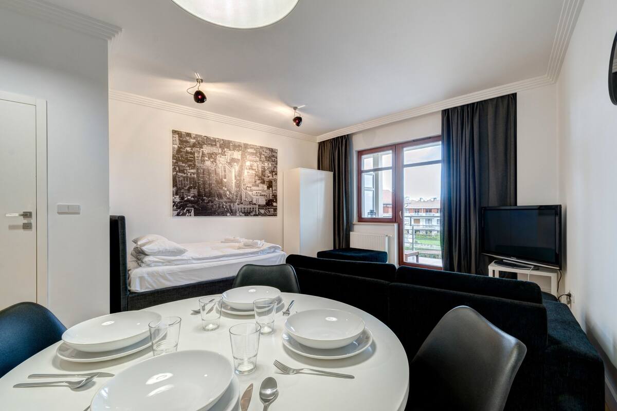 Studio | Living room | 40-inch flat-screen TV with cable channels, LCD TV