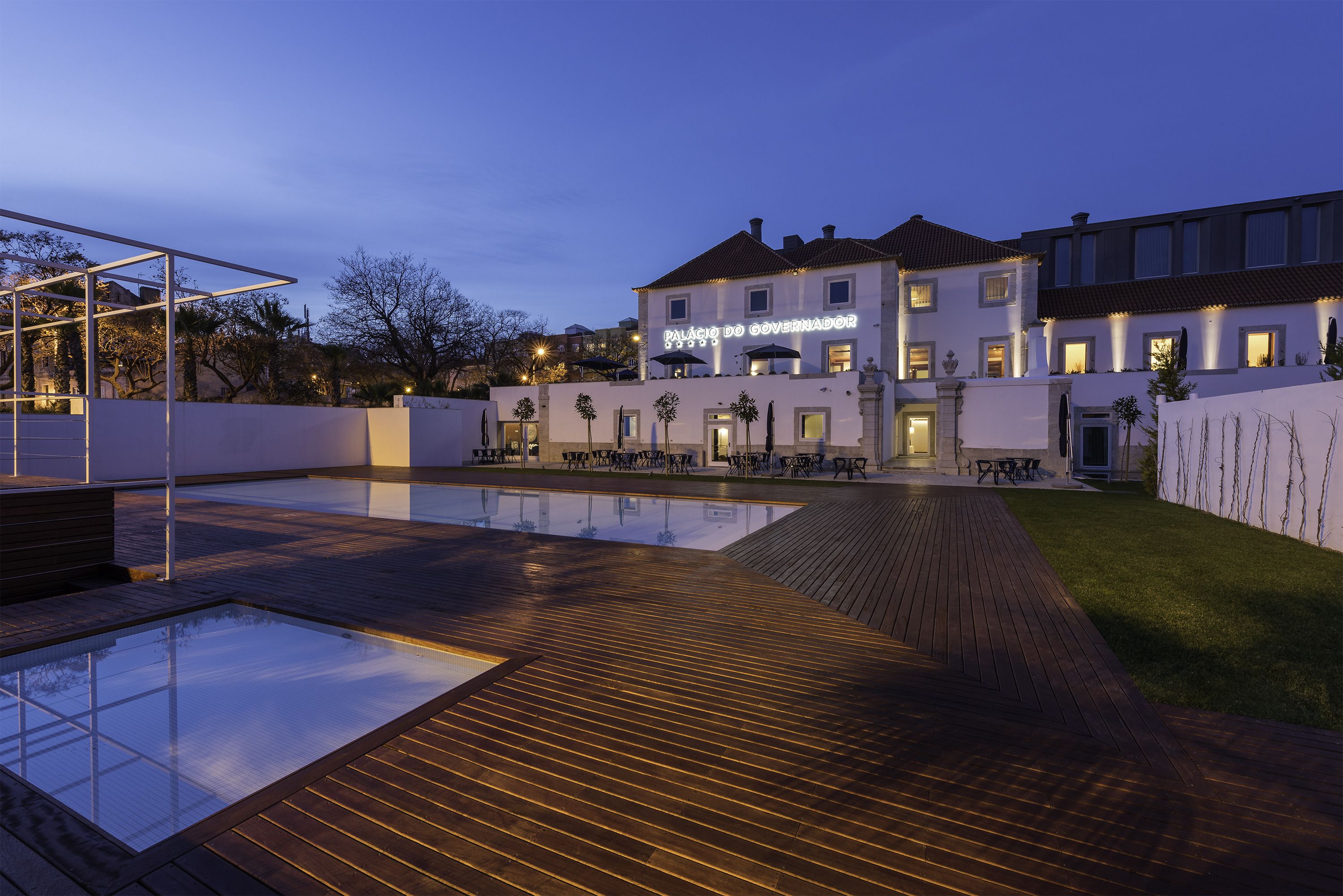 indoor pool, outdoor pool, pool umbrellas, pool loungers