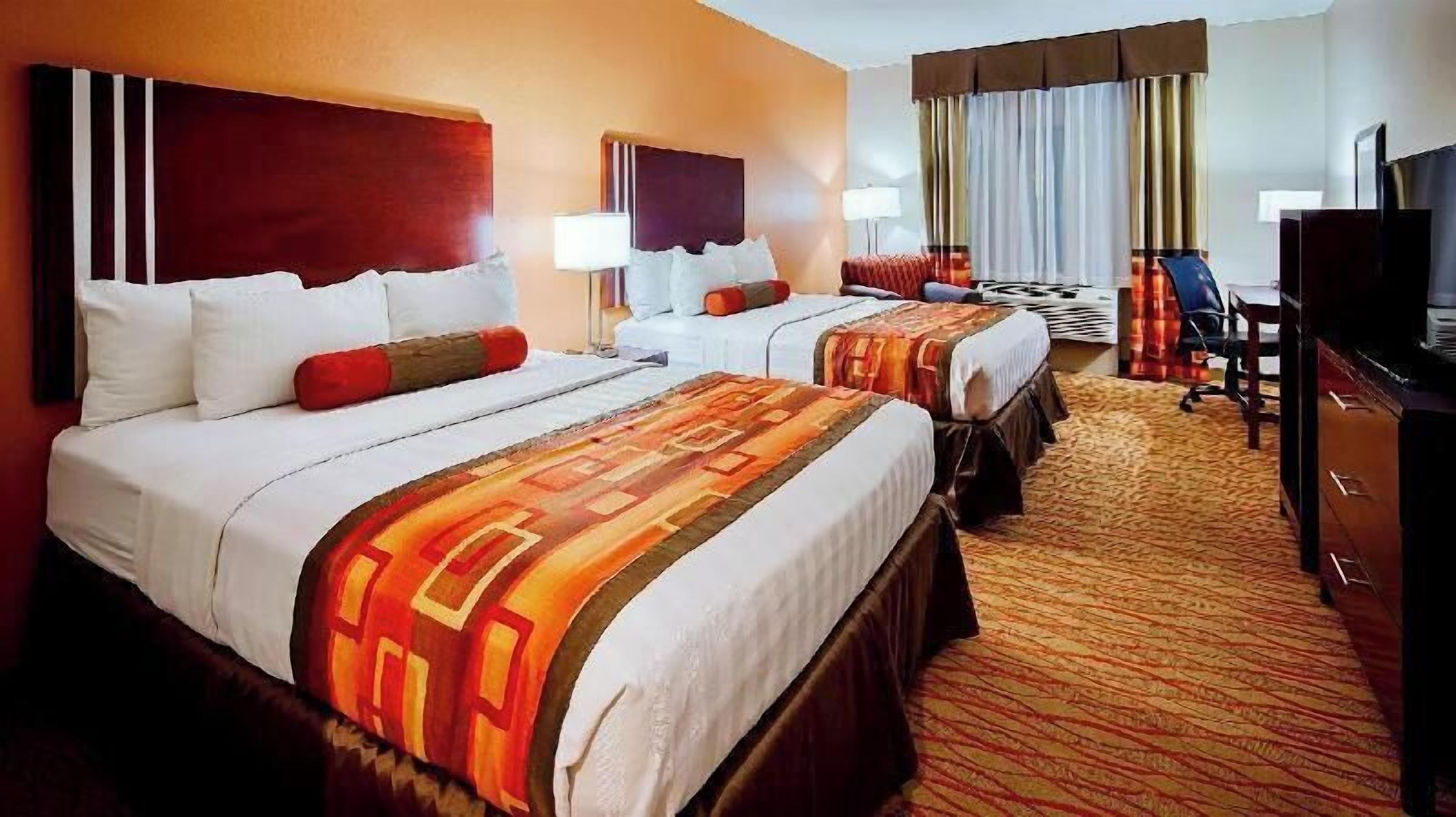 Pillowtop beds, desk, laptop workspace, iron/ironing board