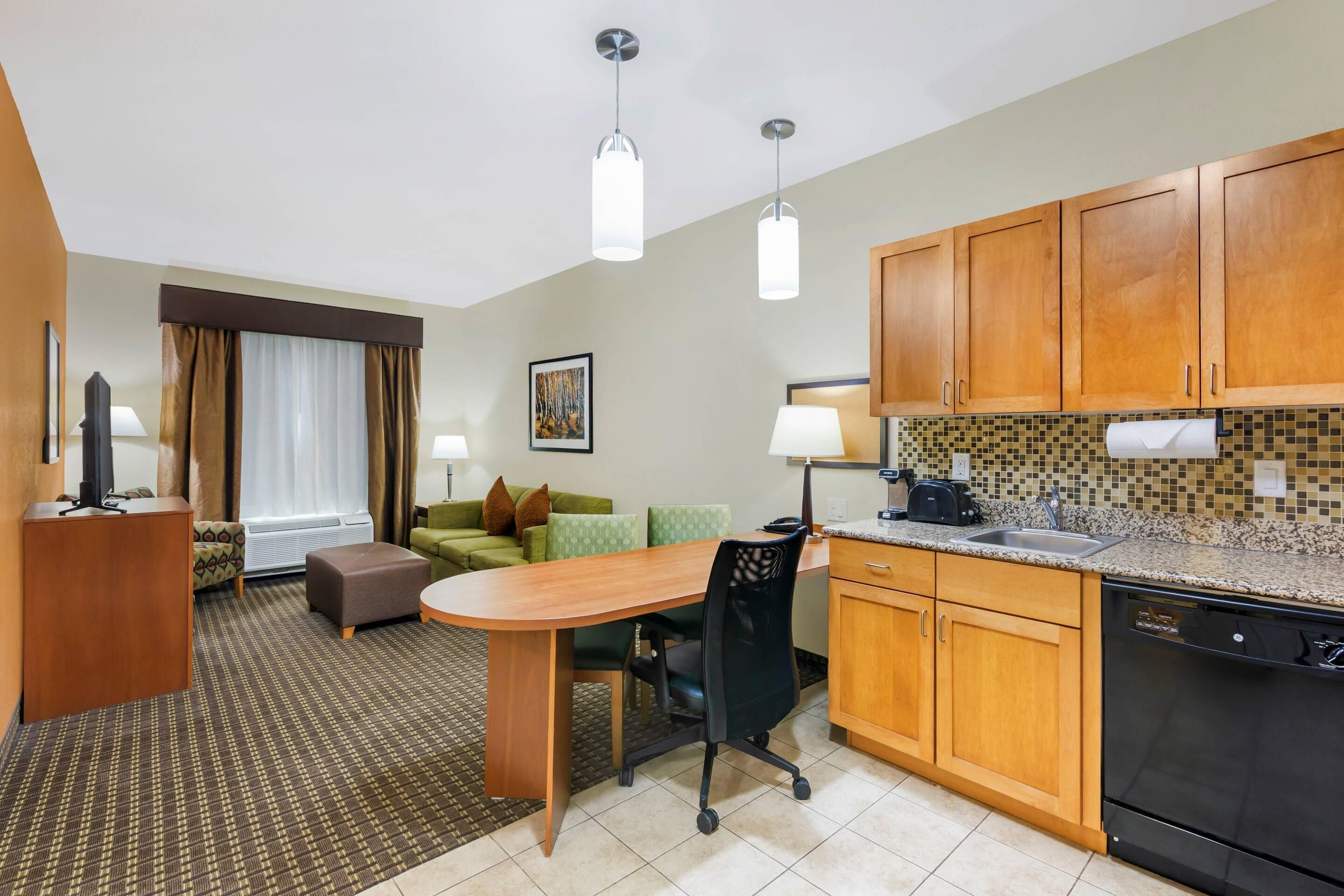 efficiency, suite, 1 king bed with sofa bed, non smoking | premium bedding, desk, iron/ironing board, free wifi