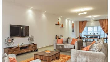 Flat-screen TV, DVD player