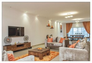 Flat-screen TV, DVD player