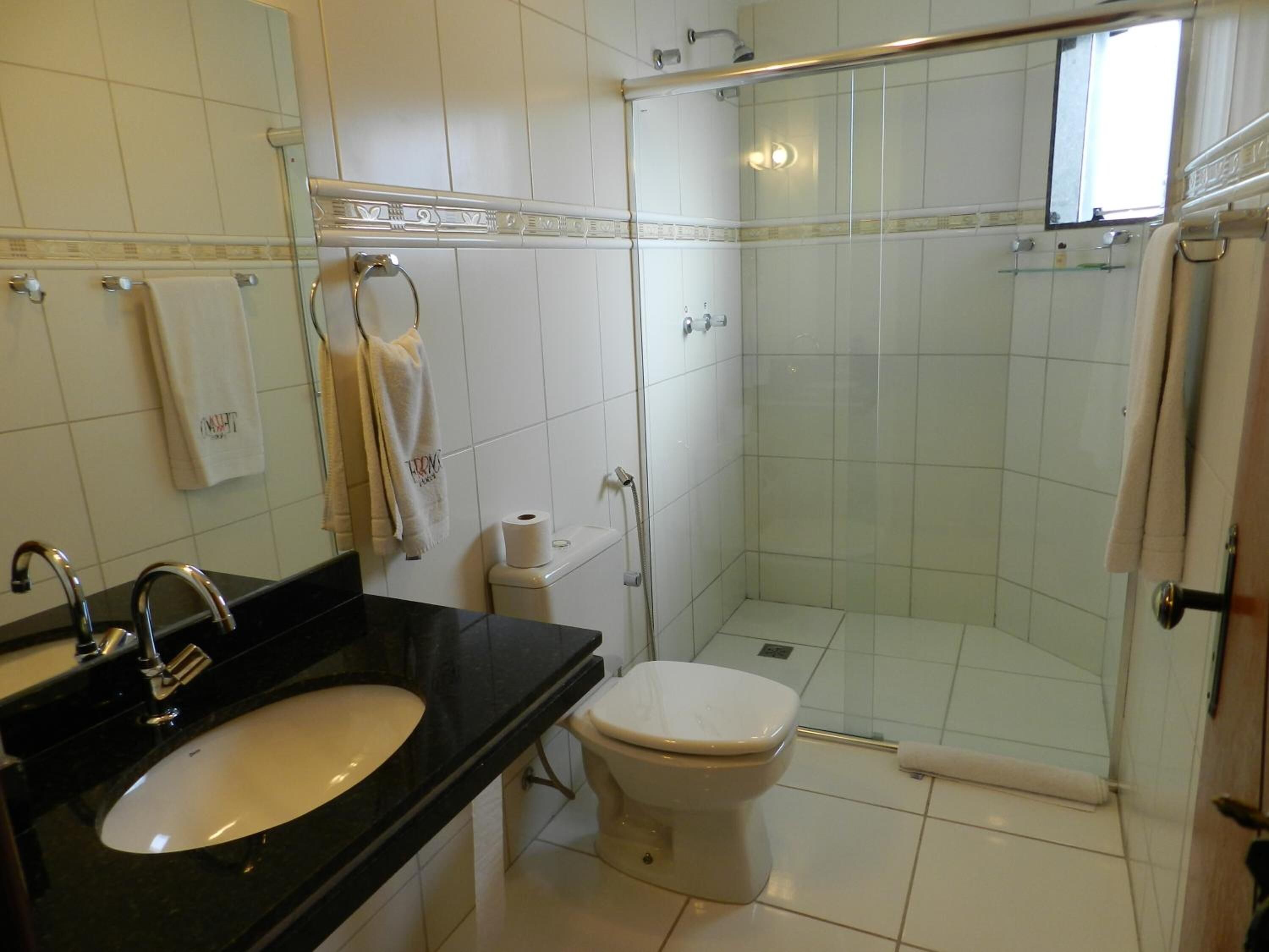 free toiletries, hair dryer, towels