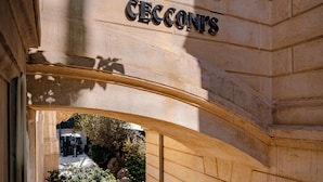 A stone building with a sign reading "CECCONT'S" above a staircase. - Soho House Istanbul (Istanbul)
