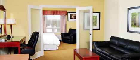 Suite, 1 slaapkamer, kitchenette | Woonruimte | Een televisie en een dvd-speler