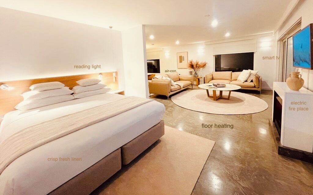 Suite estudio de luna de miel, para no fumadores, vista al mar | Sábanas de algodón egipcio y ropa de cama de alta calidad 