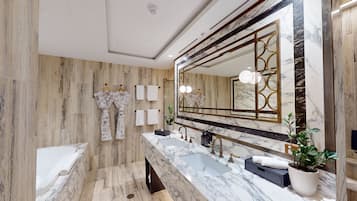 Suite (Budden) | Bathroom | Shower, designer toiletries, hair dryer, bathrobes