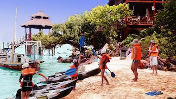 Private beach, white sand, sun-loungers, beach umbrellas