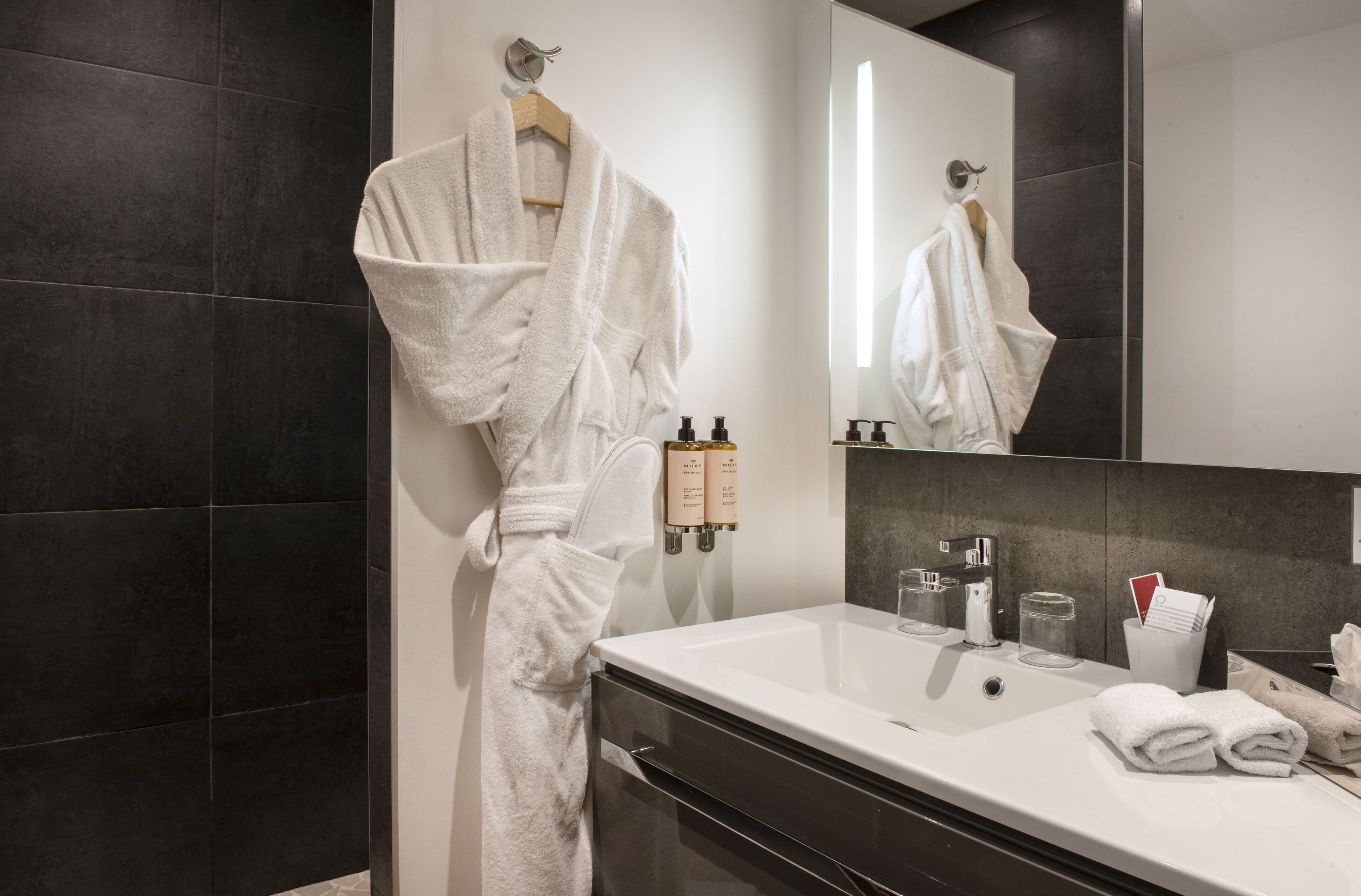 shower, free toiletries, hair dryer, bathrobes