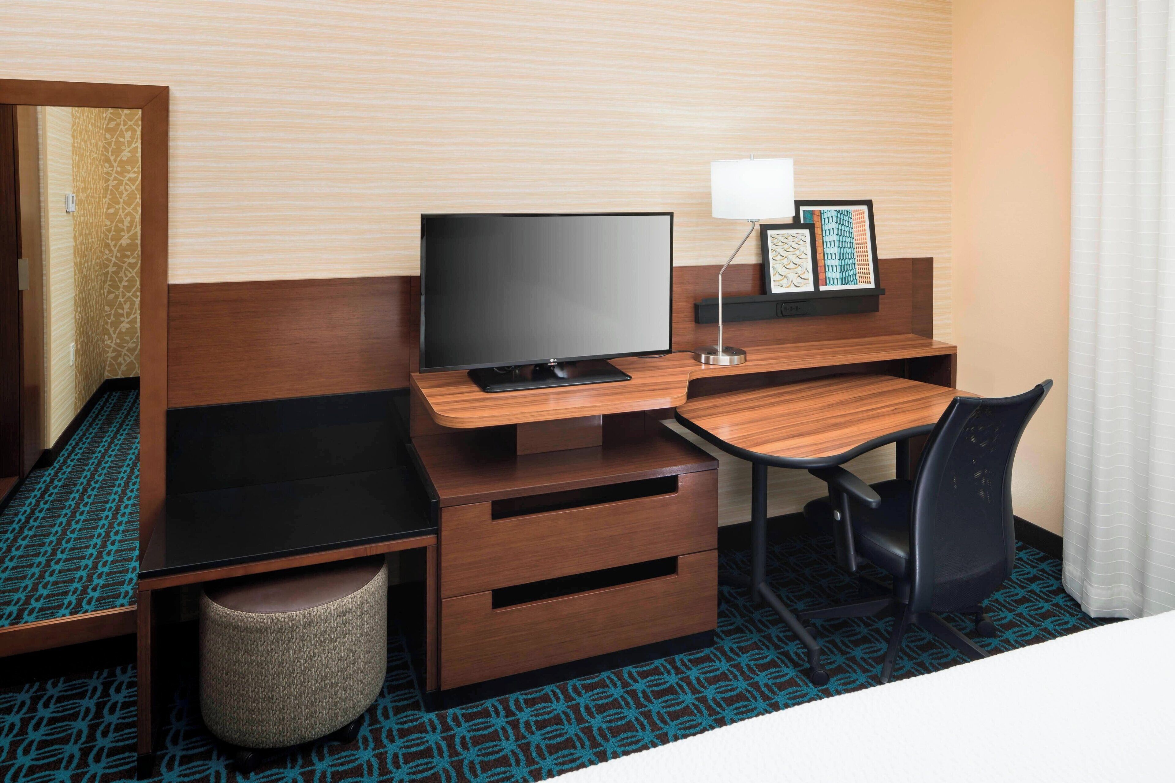 premium bedding, individually furnished, desk, laptop workspace