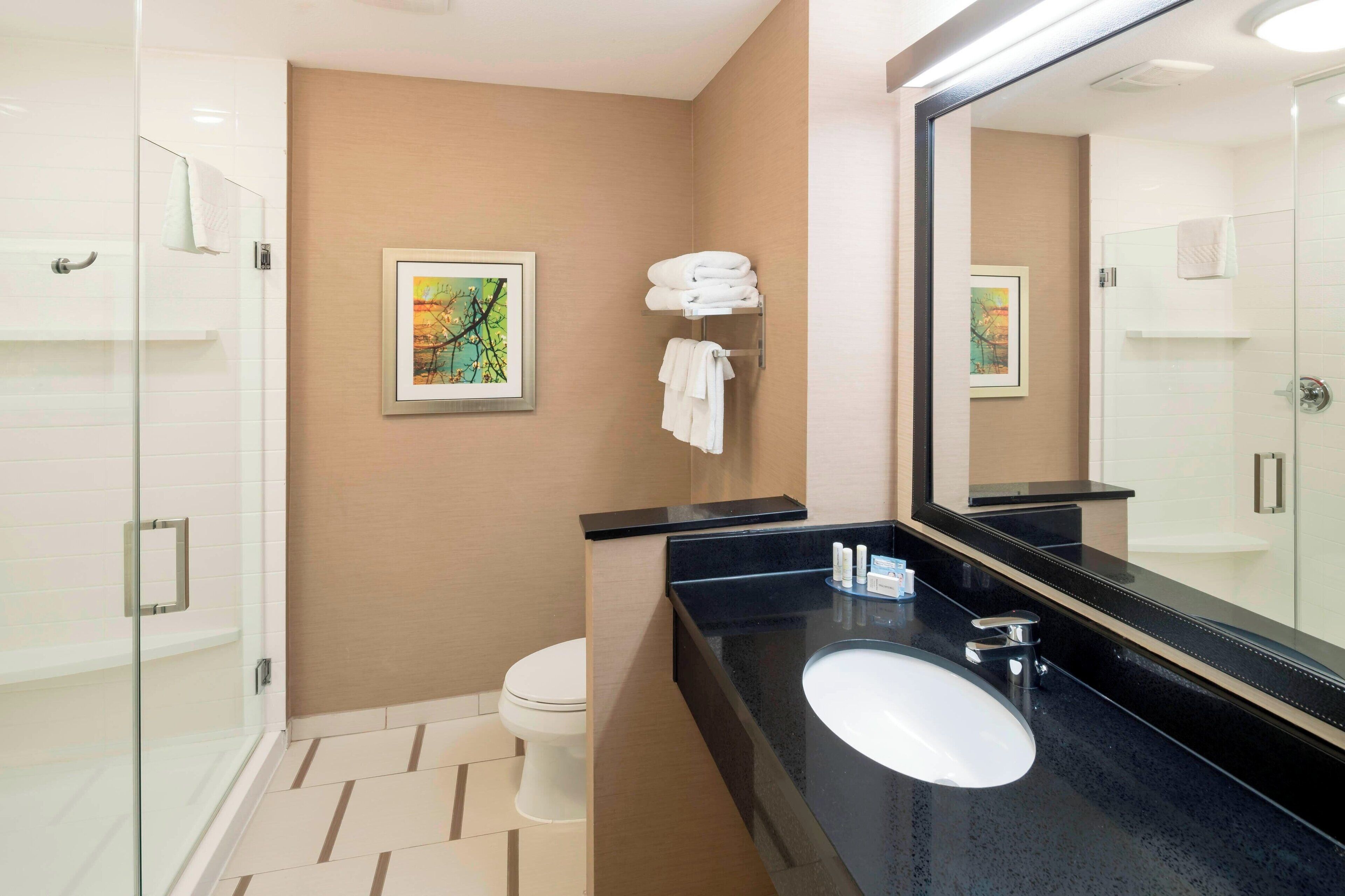 suite, 1 king bed with sofa bed | bathroom | combined shower/bathtub, free toiletries, hair dryer, towels