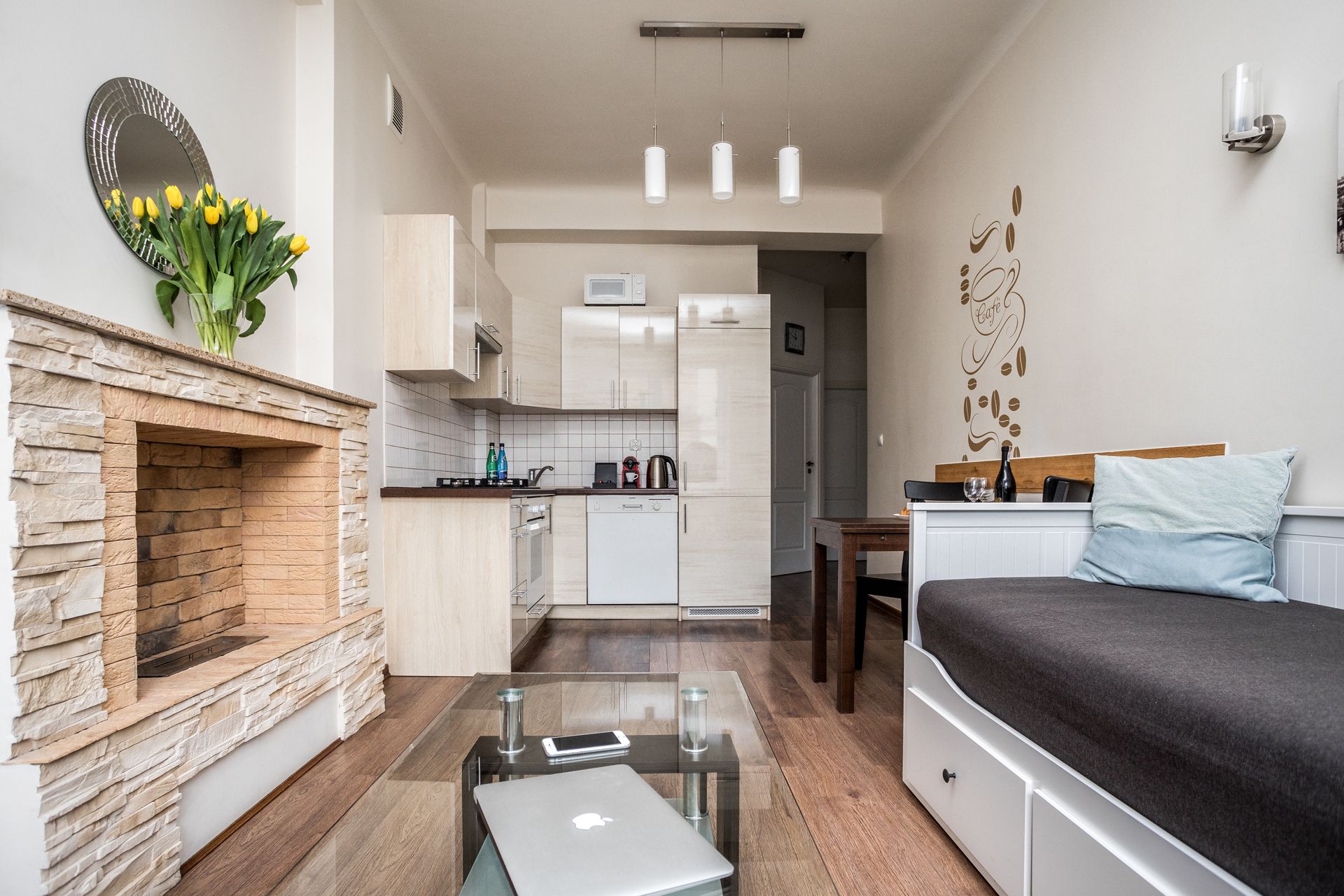 Appartement Ville, 2 chambres, coin cuisine, vue ville | Salle de séjour