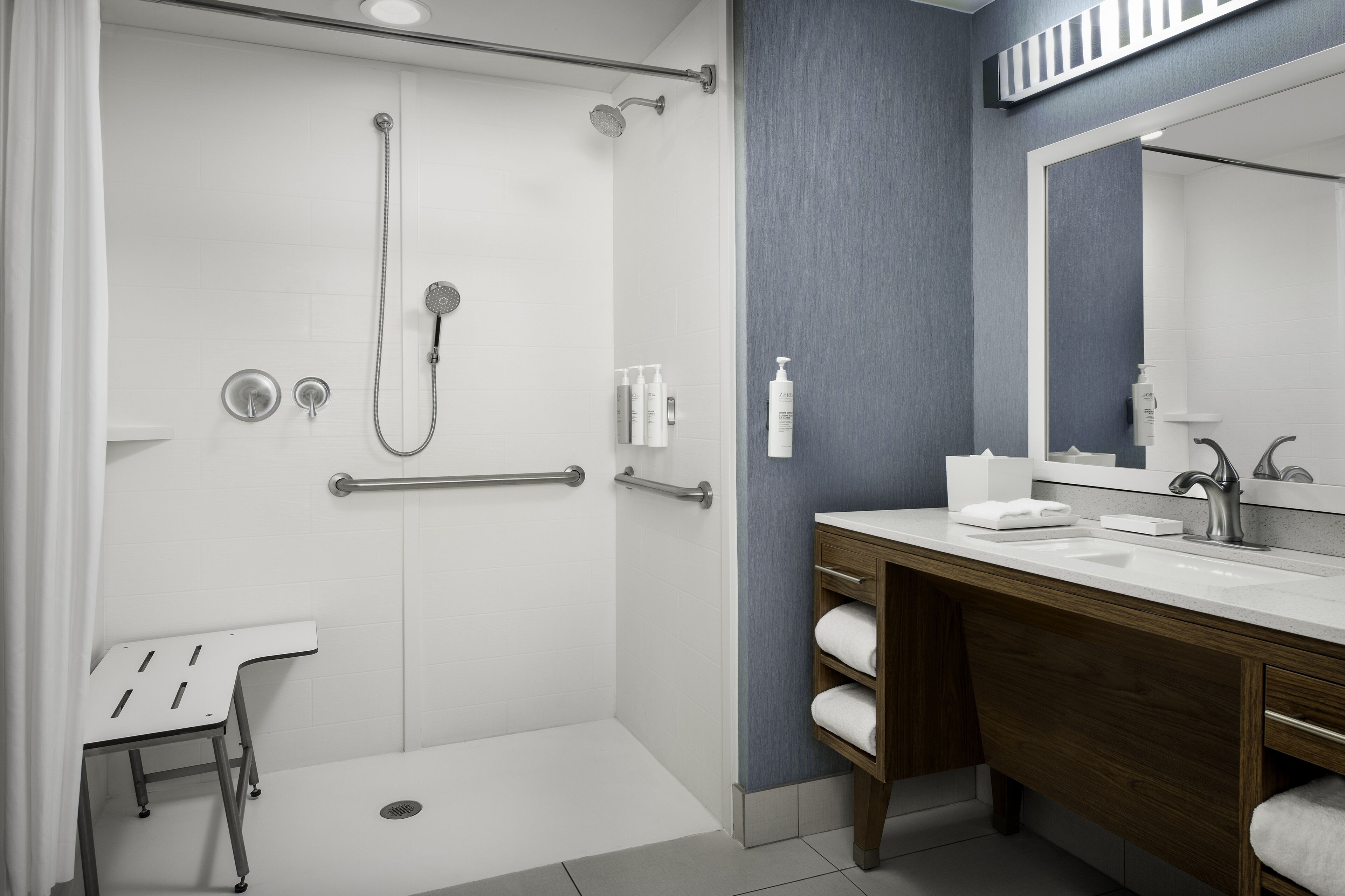 free toiletries, hair dryer, towels