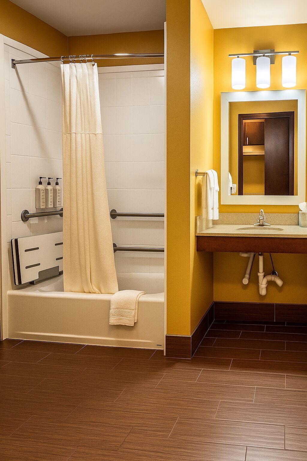 combined shower/bathtub, hair dryer, towels