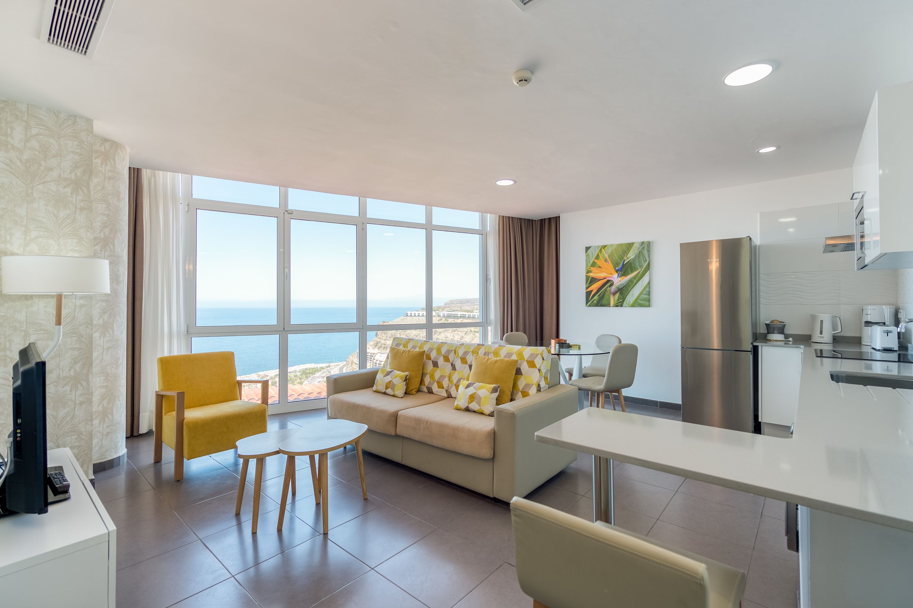 Economy Studio, 1 Double Bed with Sofa bed, Sea View | Living area | Flat-screen TV