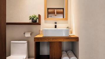 Shower, free toiletries, towels