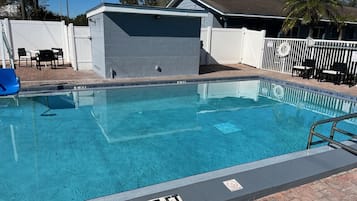 Outdoor pool, sun loungers