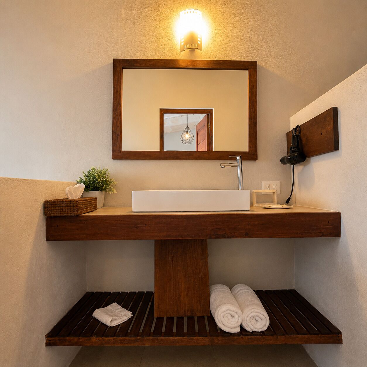 Shower, free toiletries, towels