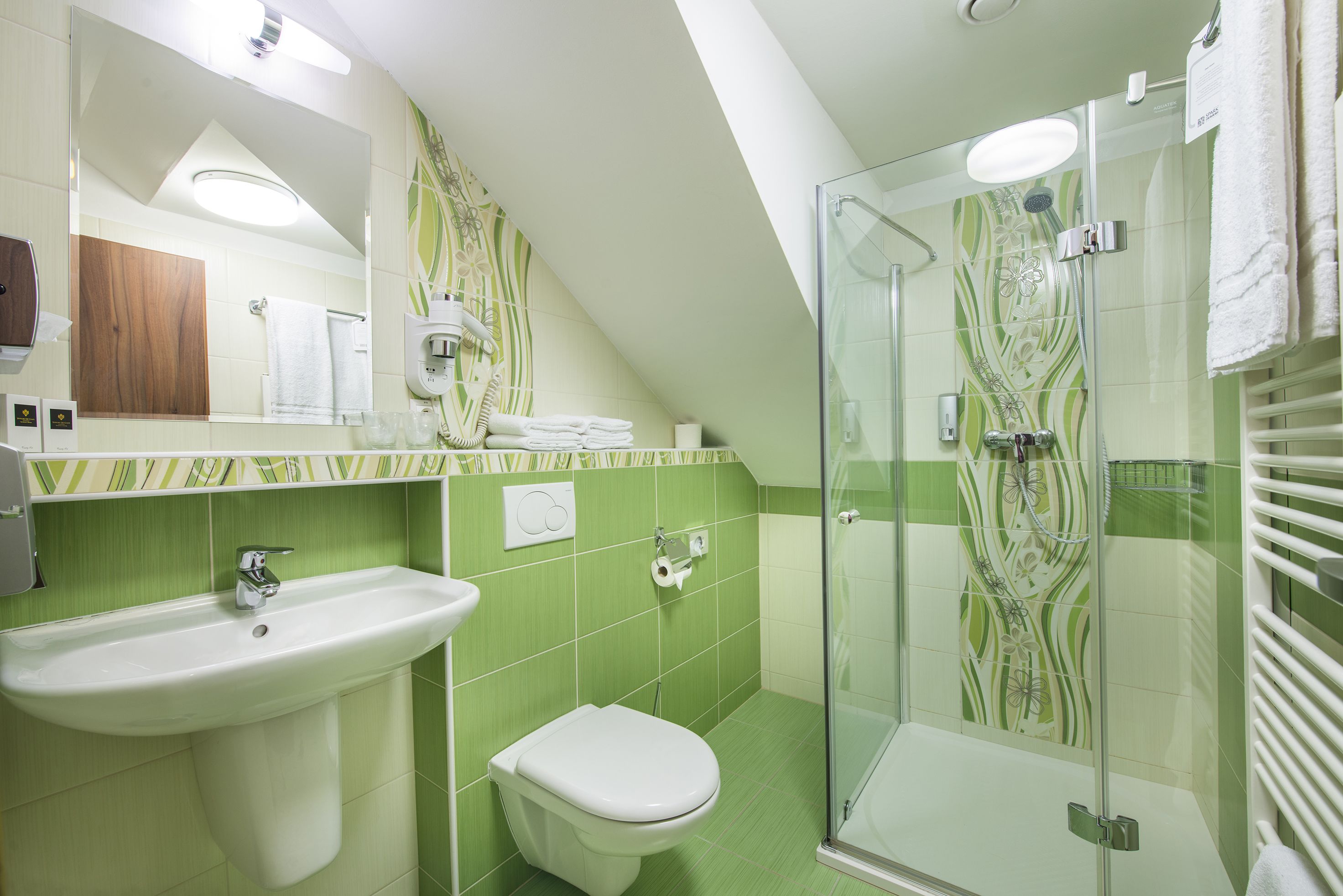 senior suite | bathroom | shower, rainfall showerhead, free toiletries, hair dryer