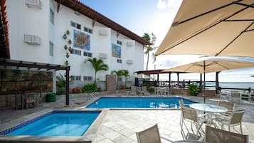 2 outdoor pools, open 10:30 AM to 7:00 PM, pool umbrellas, sun loungers