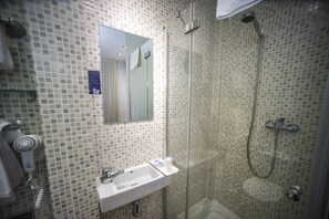 Double Room, 1 Double or 2 Single Beds, Balcony, City View | Bathroom | Shower, free toiletries, hair dryer, towels