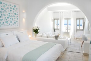Junior Room, 1 Bedroom, Sea View | Premium bedding, in-room safe, soundproofing, free WiFi - Aqua Blue Hotel (Santorini)