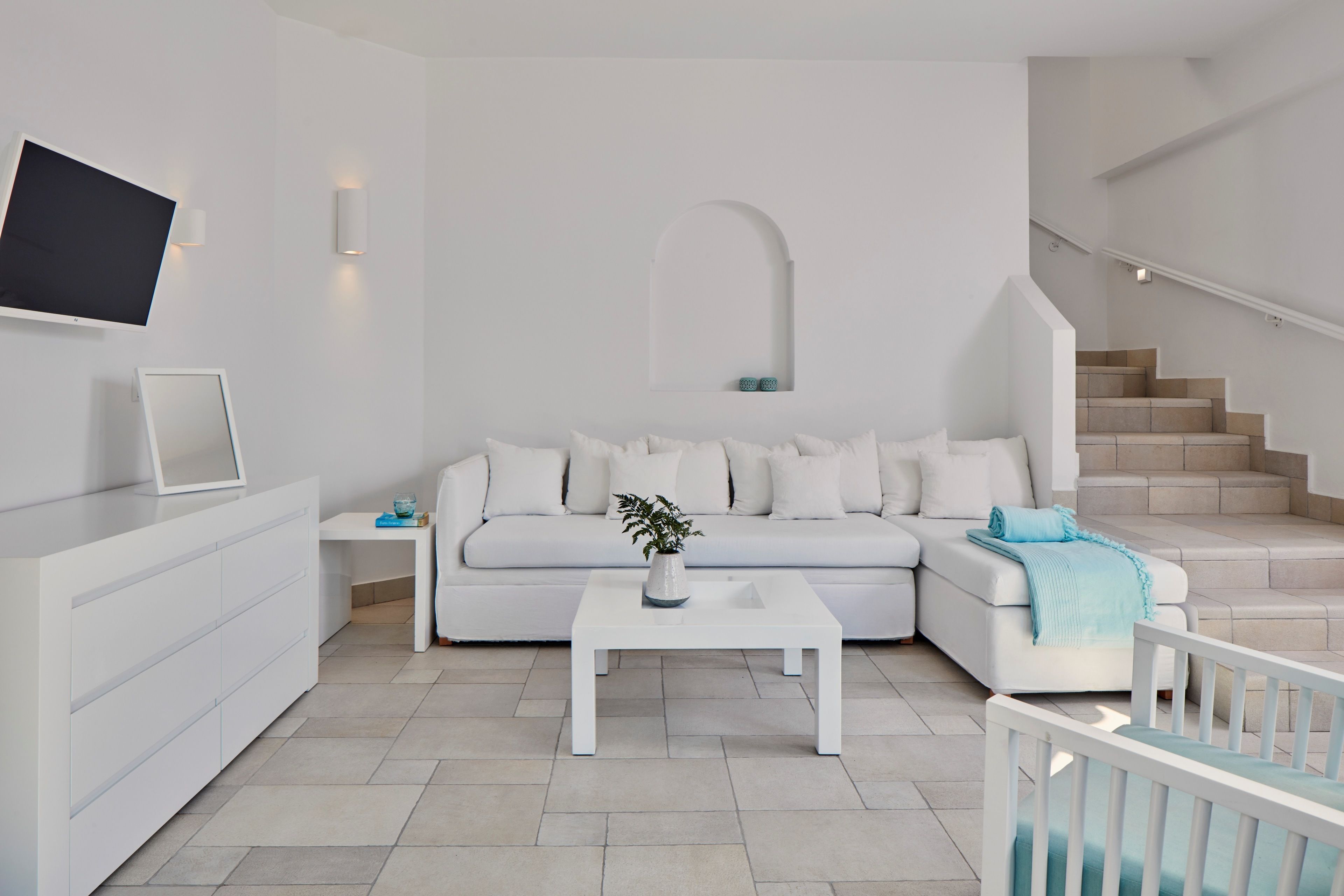 apartment, sea view (split level) | living area | plasma tv