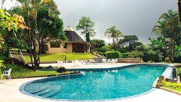 Outdoor pool, open 7:00 AM to 8:00 PM, pool umbrellas, sun loungers