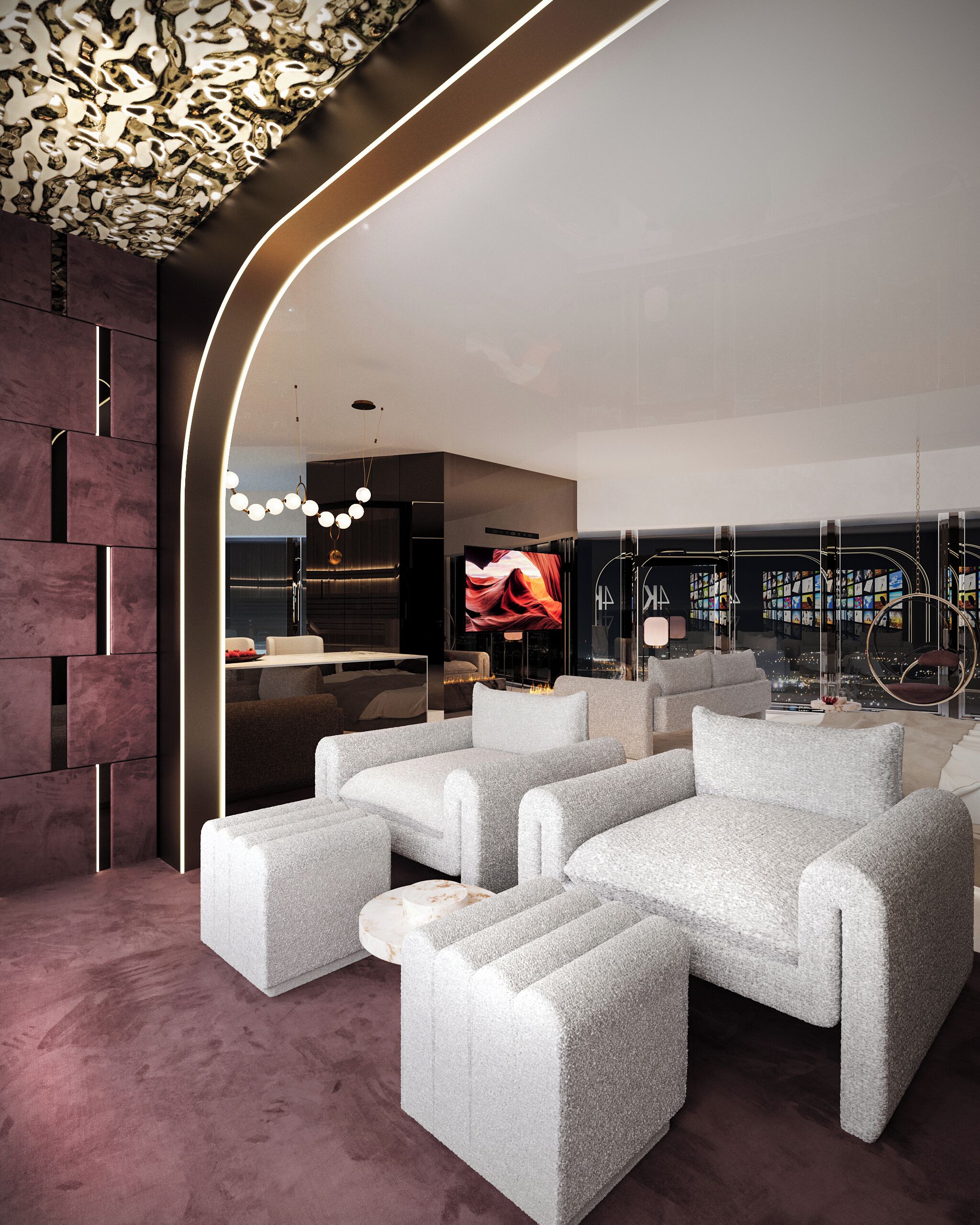 Luxury Penthouse with Private SPA & Cinema with Game Zone | 1 개의 침실, 고급 침구, 각각 다른 스타일의 인테리어, 각각 다르게 가구 비치