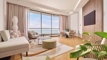 55-inch LED TV with satellite channels, smart speakers