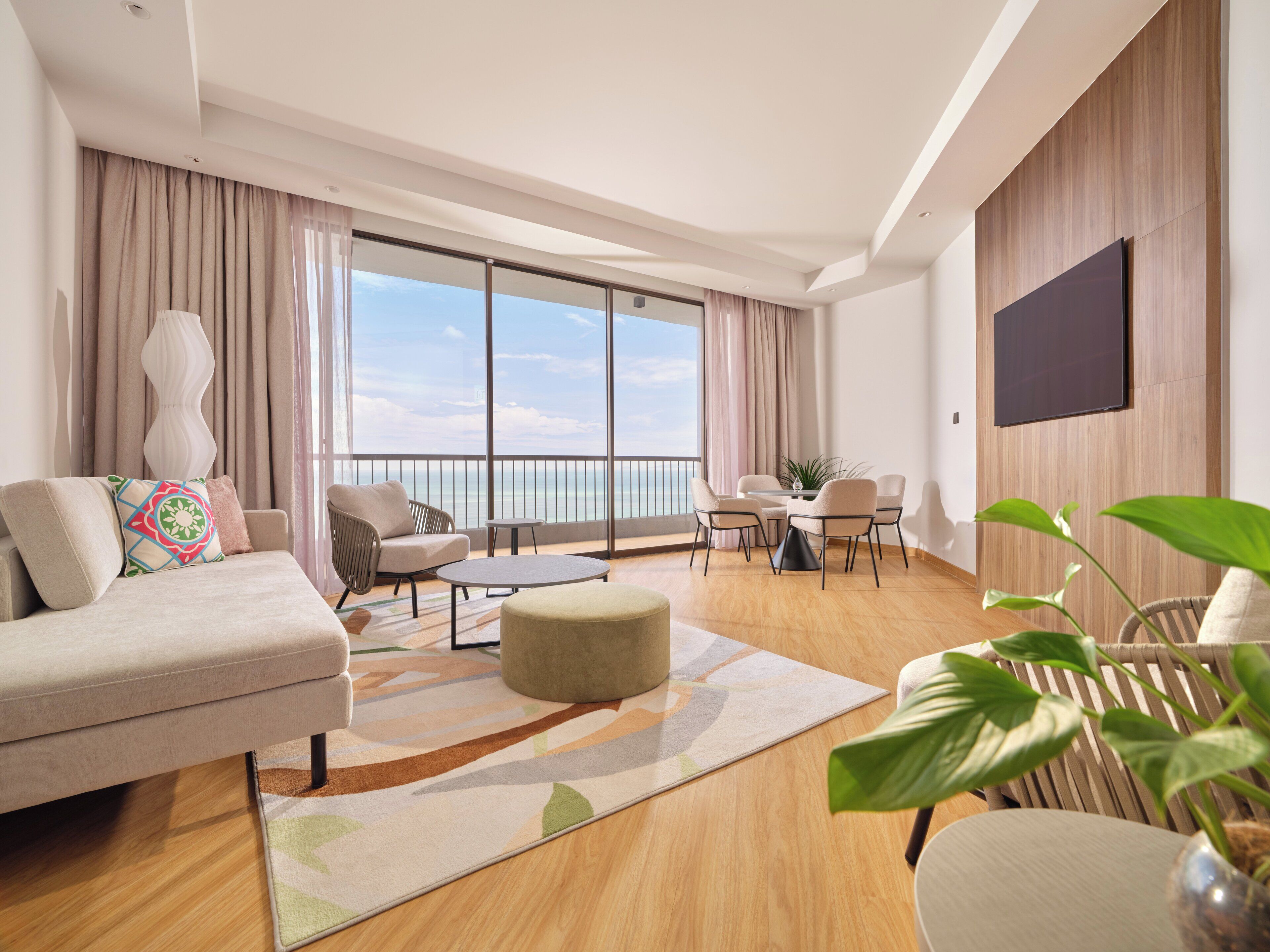 55-inch LED TV with satellite channels, smart speakers