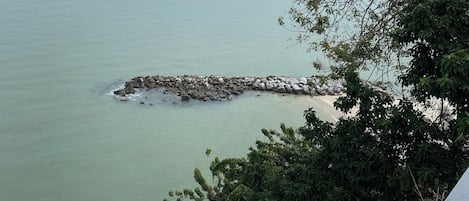 On the beach, white sand