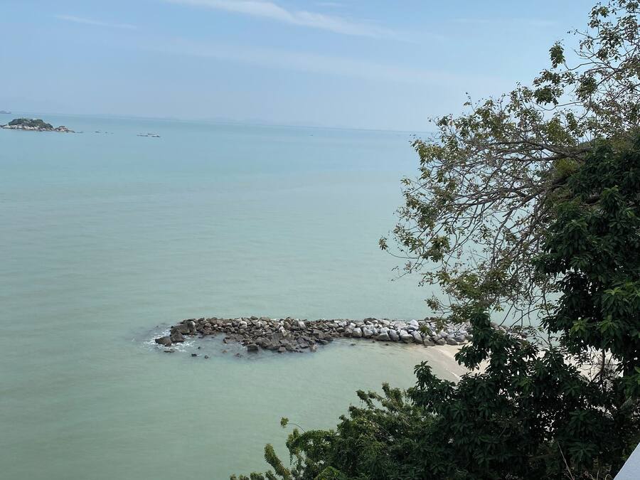 On the beach, white sand