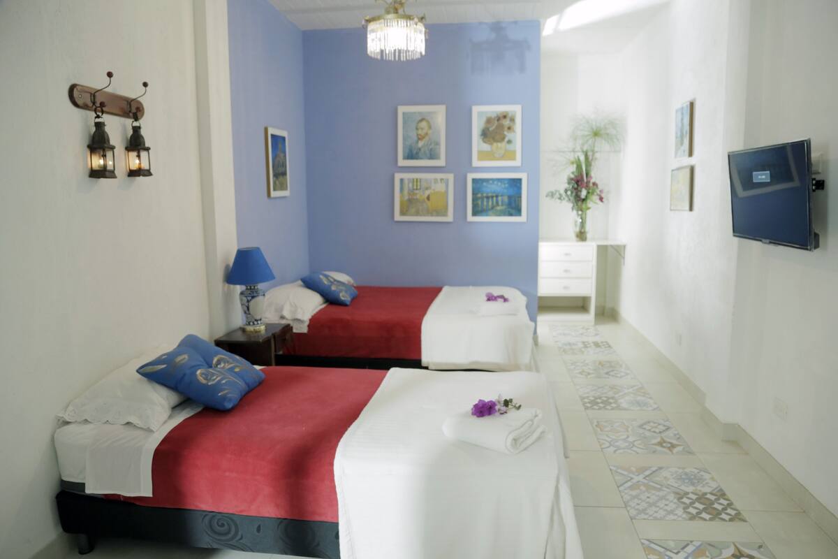 Down comforters, Select Comfort beds, minibar, blackout drapes
