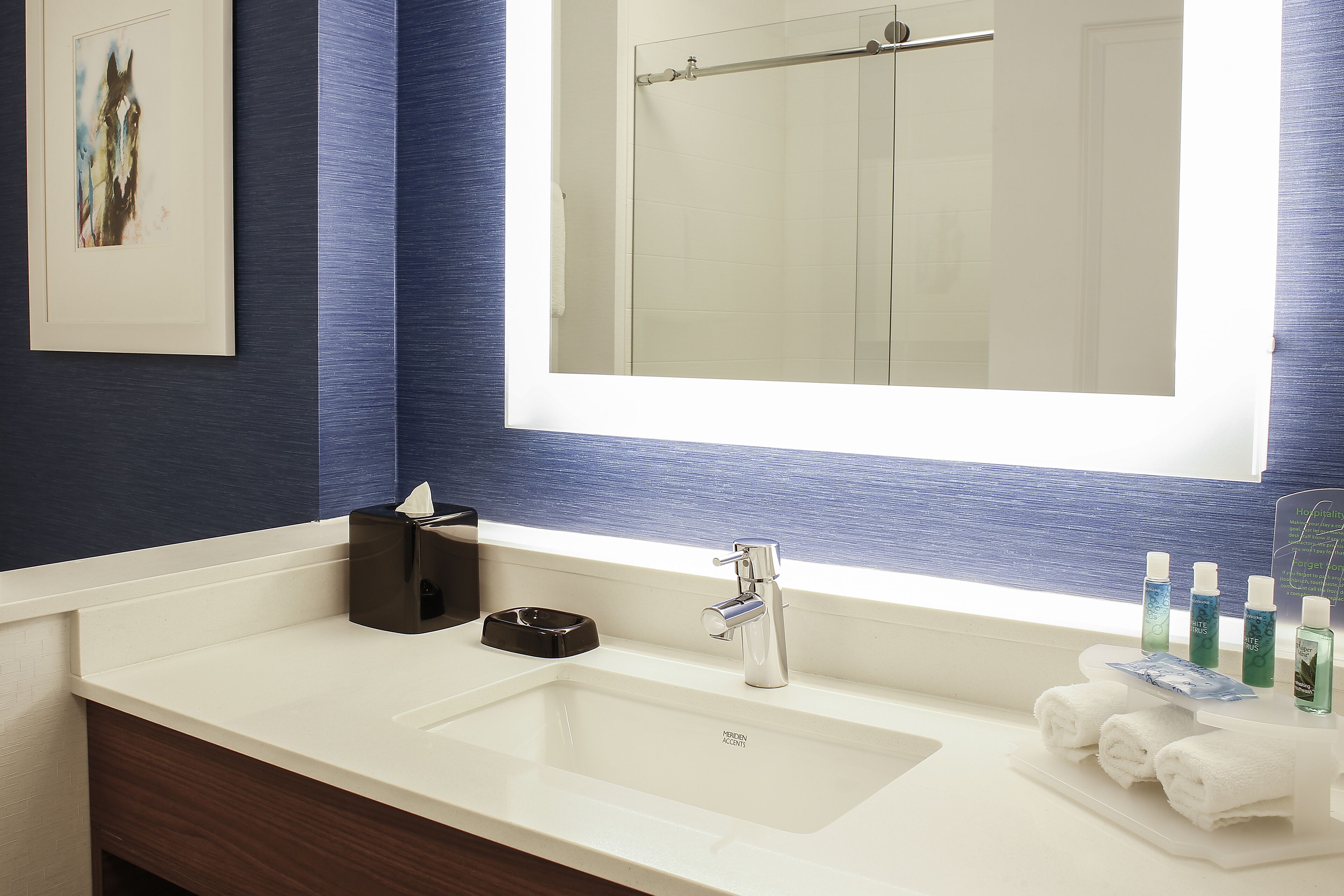 free toiletries, hair dryer, towels