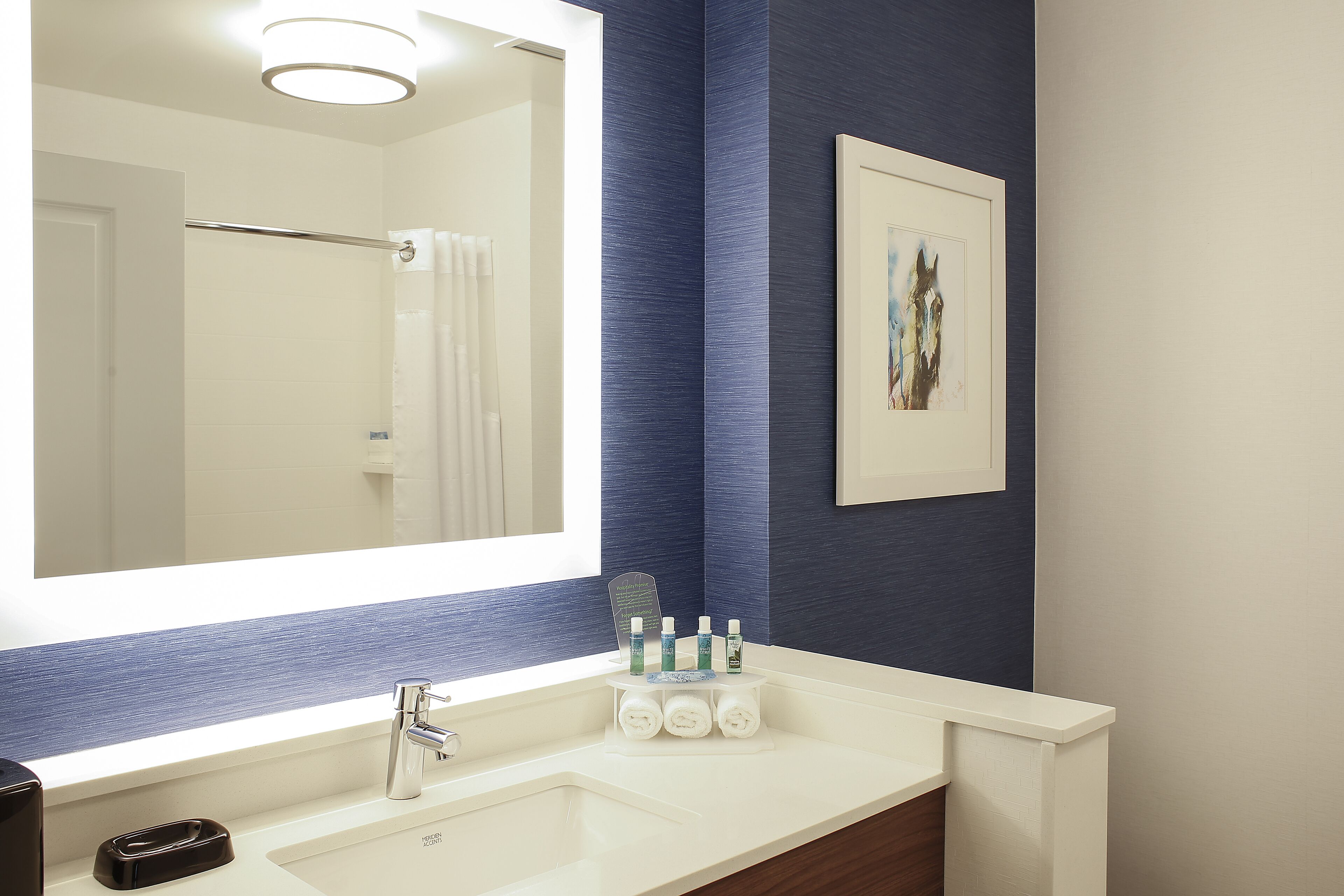 free toiletries, hair dryer, towels