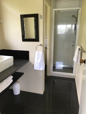 Premium One Bedroom Apartment, Full Sea View (Unit 5)  | Bathroom | Shower, towels