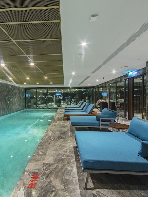 Indoor pool, open 7:00 AM to 11:00 PM, sun loungers