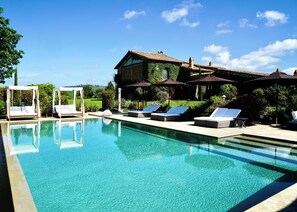 Outdoor pool, open 8:00 AM to 8:00 PM, pool umbrellas, sun loungers