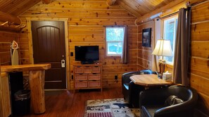 Deluxe Cabin, 1 Queen Bed (Clark Cabin) | Living area - Riverfront Motel (Thompson Falls)