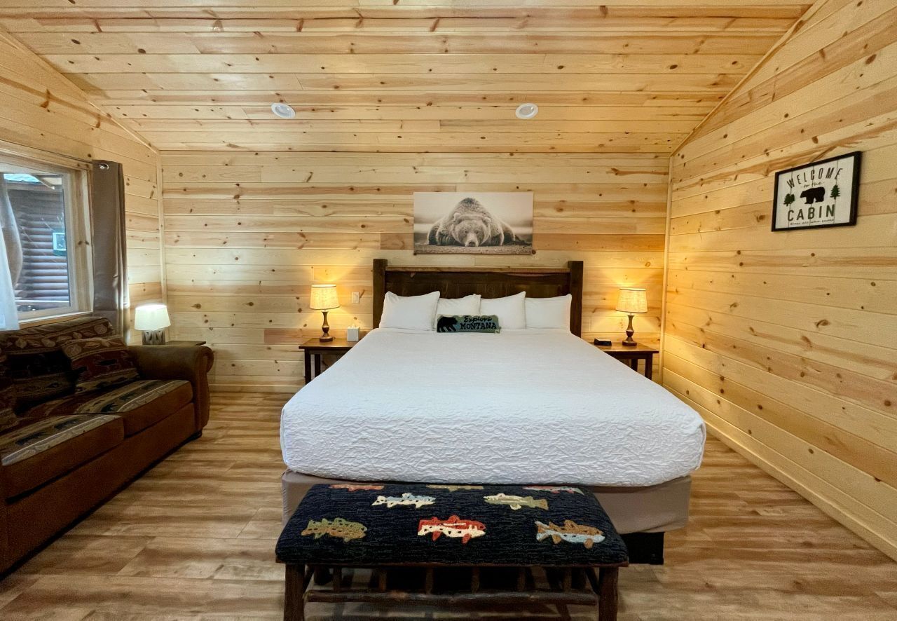 Cabaña superior, 1 cama King size, vista a la montaña | Ropa de cama de alta calidad y decoración personalizada 