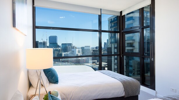 1 bedroom, premium bedding, pillowtop beds, soundproofing