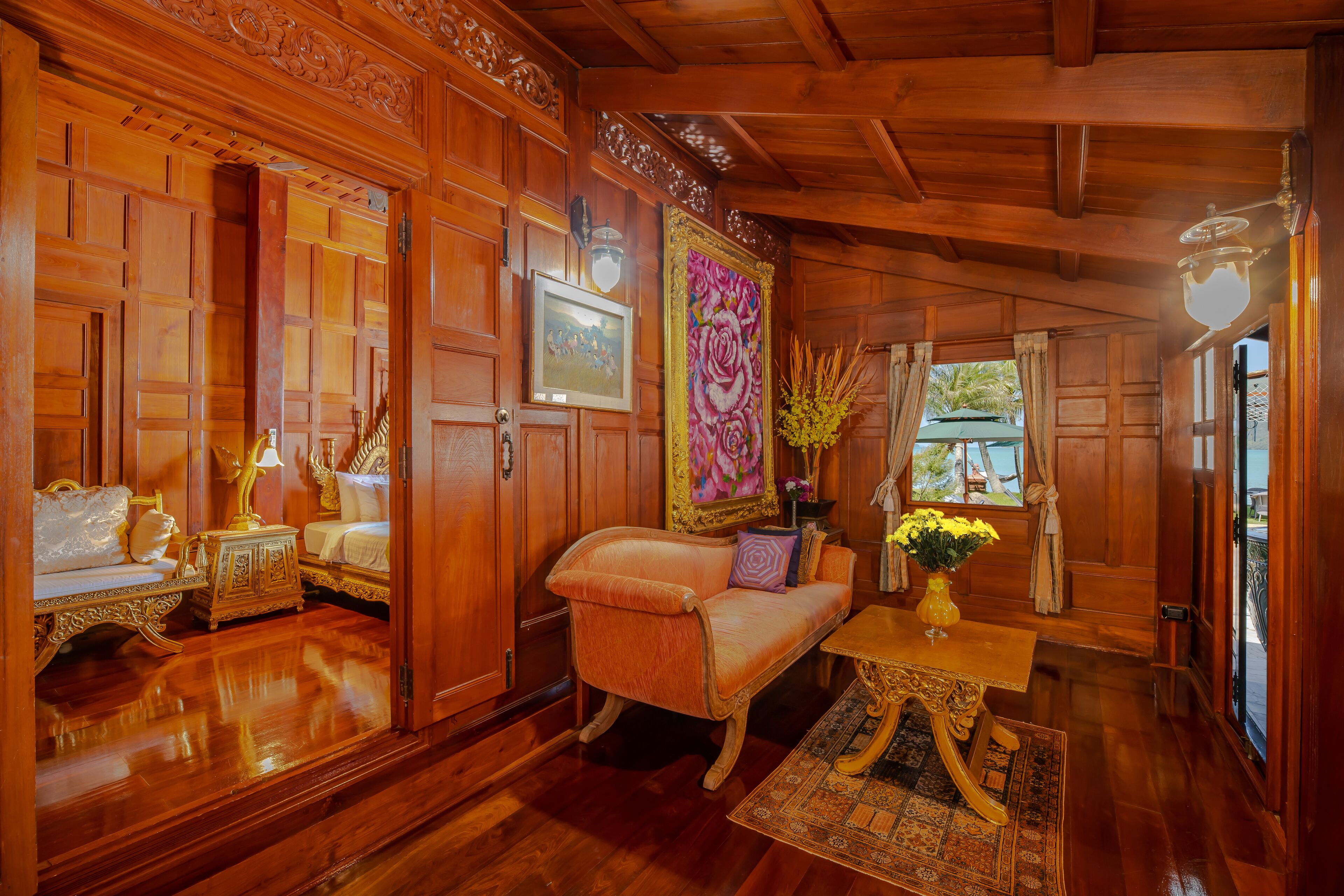 deluxe villa, 1 bedroom, sea view (sang pratum villa) | living area | 42-inch flat-screen tv with cable channels, tv, ipod dock