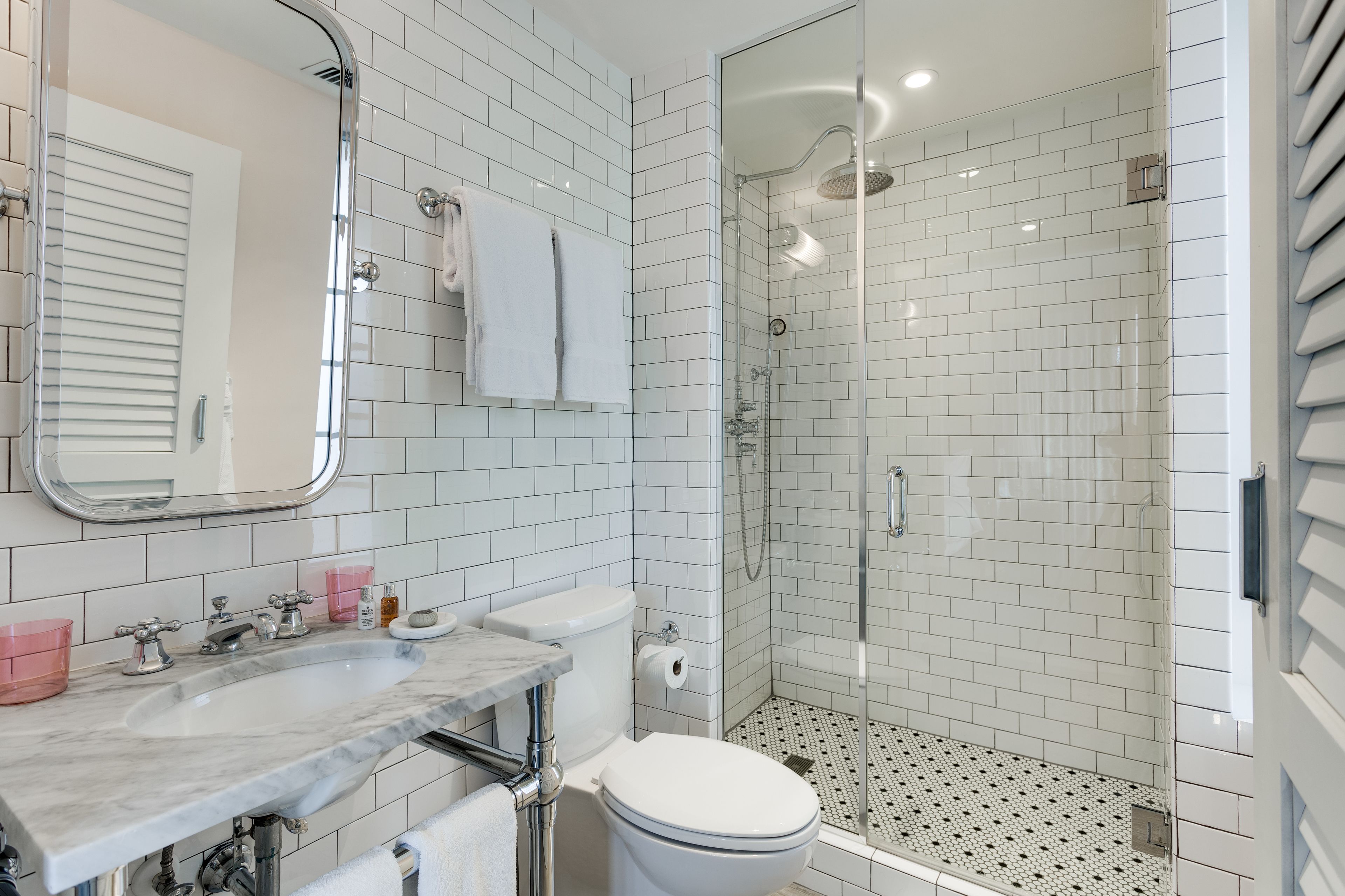 classic suite, 1 king bed with sofa bed | bathroom | shower, rainfall showerhead, designer toiletries, hair dryer