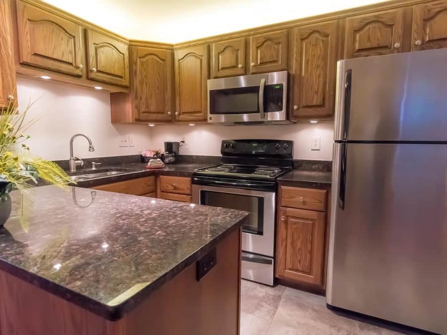 Fridge, microwave, coffee/tea maker