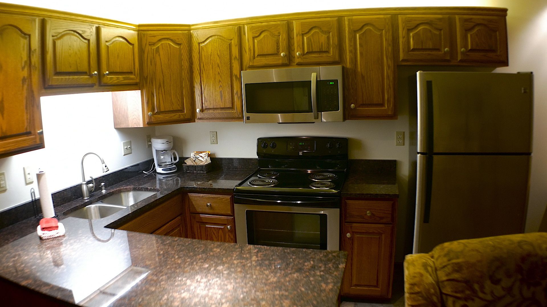 luxury suite, 1 queen bed with sofa bed, kitchen | private kitchen | fridge, microwave, coffee/tea maker