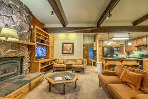 Condo, 4 Bedrooms | Living area | Flat-screen TV, fireplace - Storm Meadows Townhomes by Retreatia (Steamboat Springs)