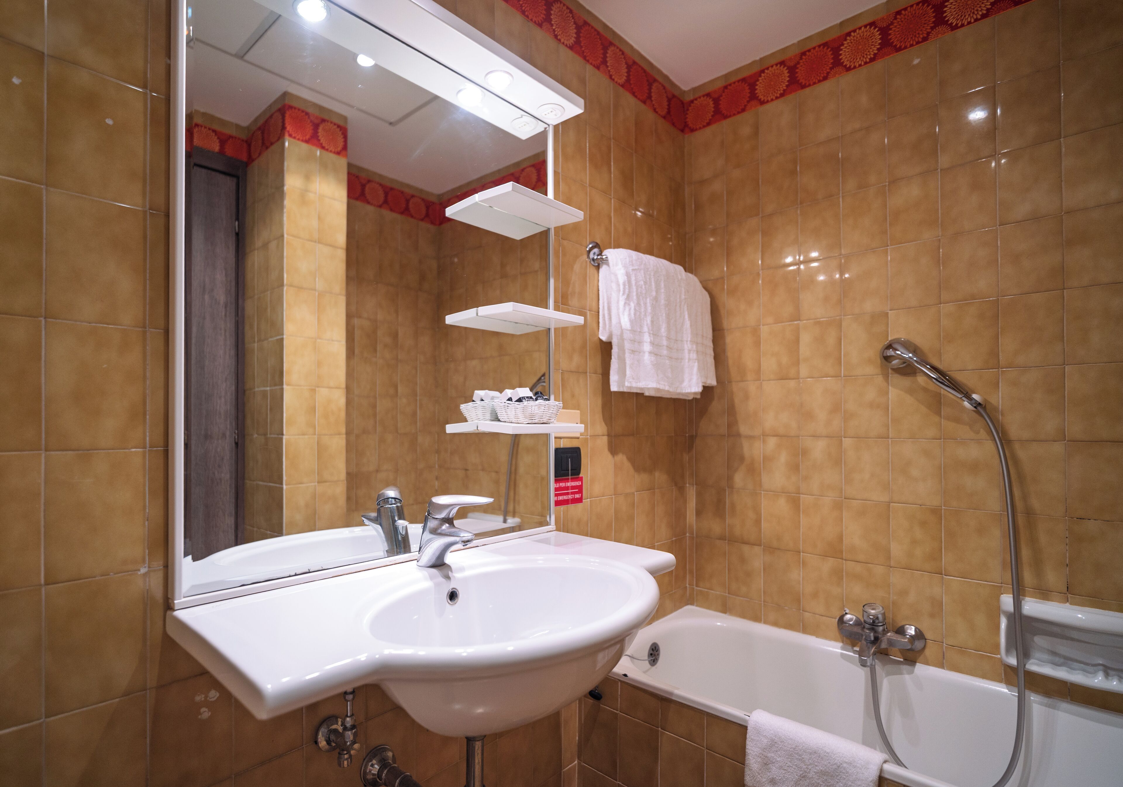 rainfall showerhead, hair dryer, bidet, towels