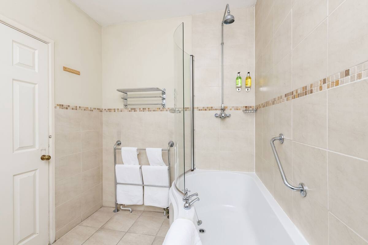 free toiletries, hair dryer, towels, soap