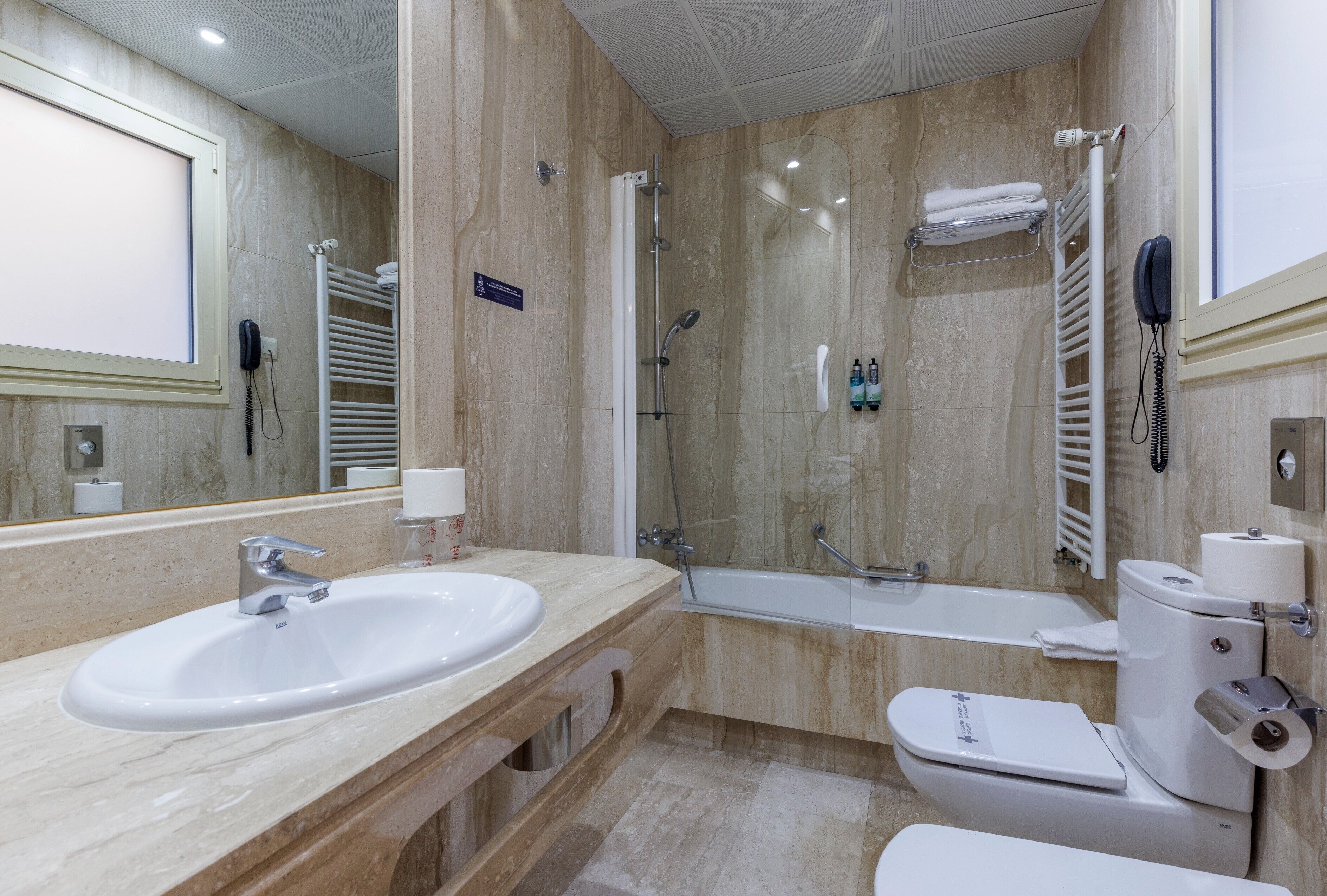 2 double connecting rooms | bathroom | hair dryer, towels